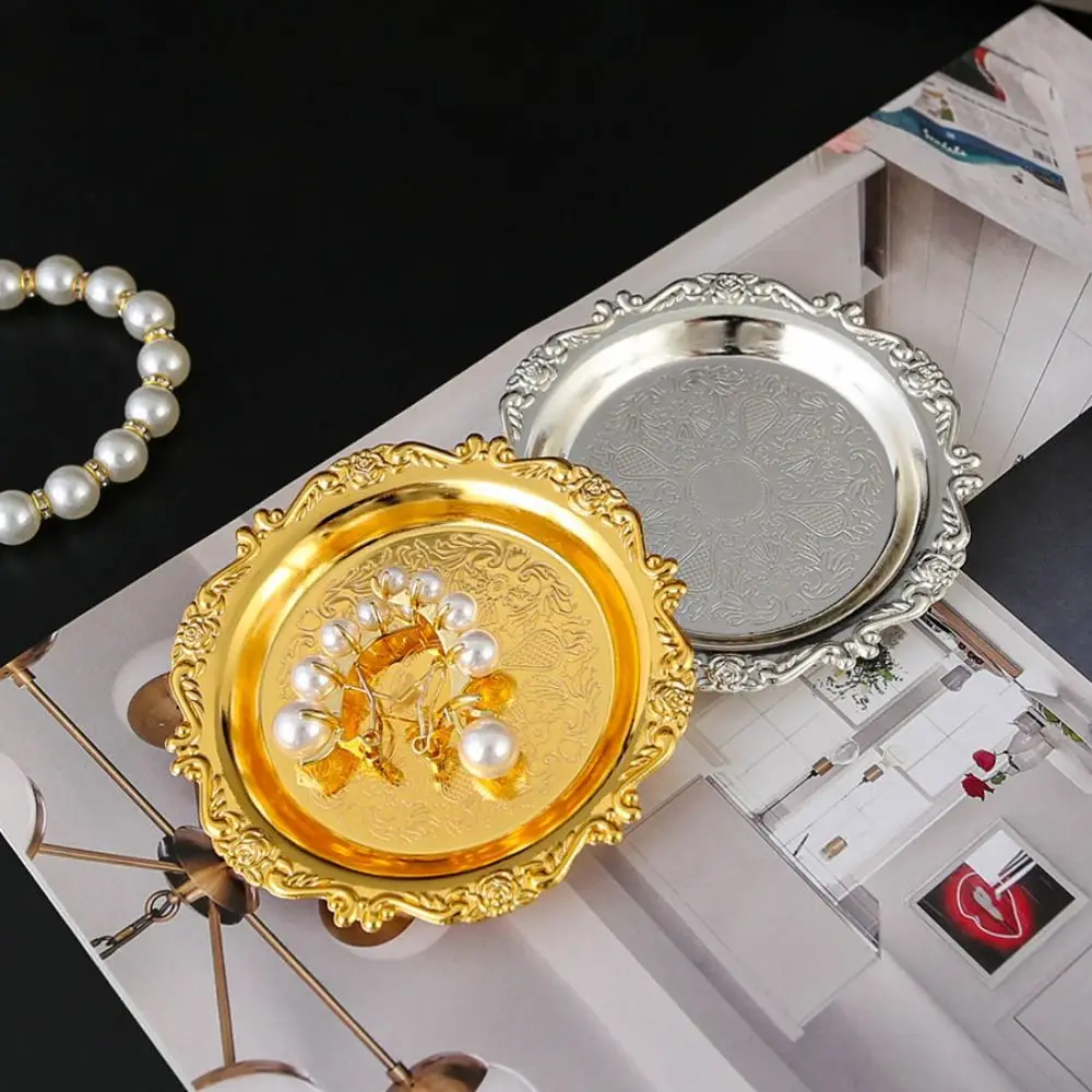 

Desktop Ornament Iron Fruit Plate Set Exquisite Multi-Function Coasters Creative with Holder Storage Tray Food