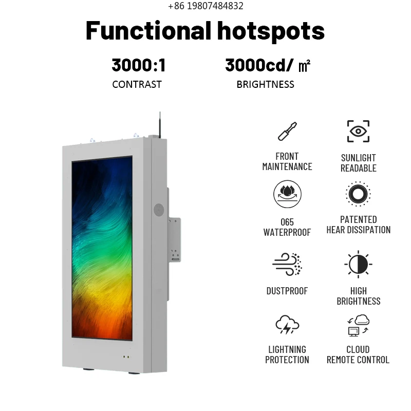 65 Inch IP65 Full Color Outdoor Wall-Mounted LED Display with Animation, for Shopping Mall & Retail Store Advertising