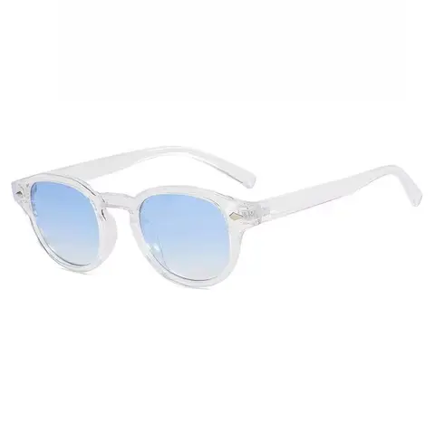 Vintage Rivet High Quality Round Sunglasses New Women Men Brand Design Retro Sun Glasses Yellow Blue Lens Square Eyewear