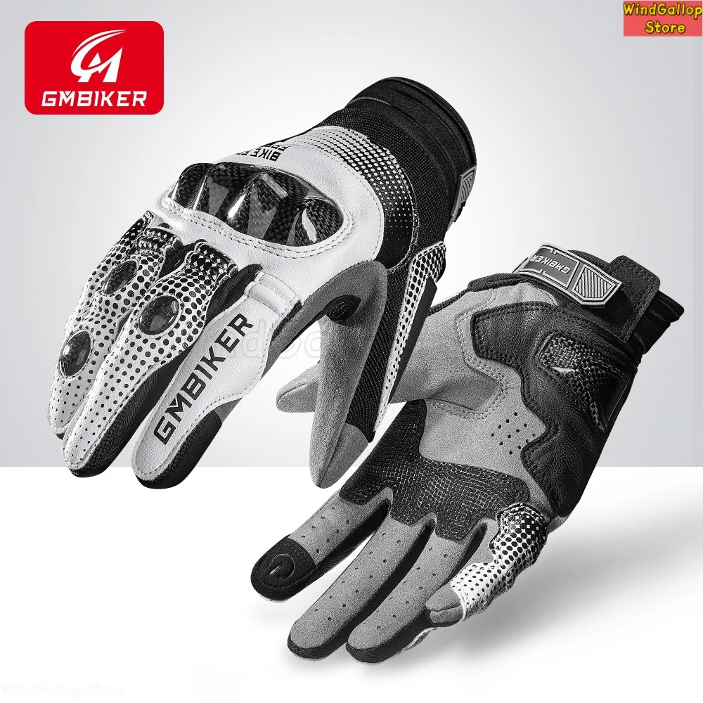 

Motorcycle riding gloves leather carbon fiber anti-drop locomotive equipment men women riding full finger protection summer