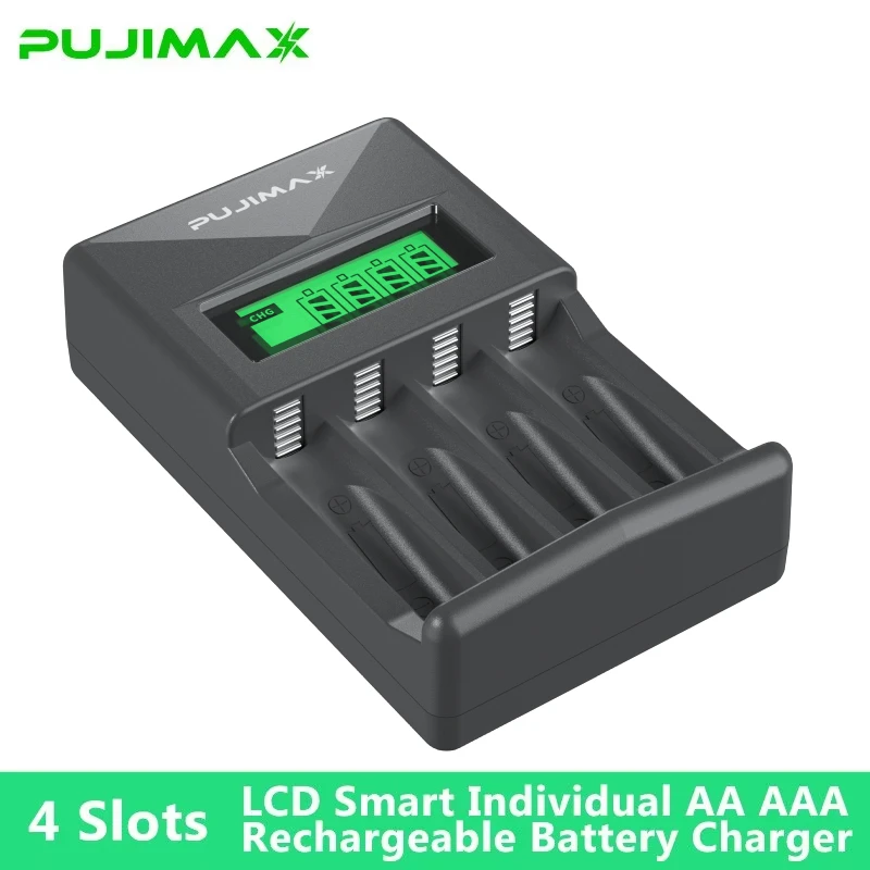 PUJIAMX AA/AAA ładowarka do akumulatorów wyświetlacz LCD przenośny adapter kabel USB typ C interfejs baterii narzędzie do szybkiego ładowania
