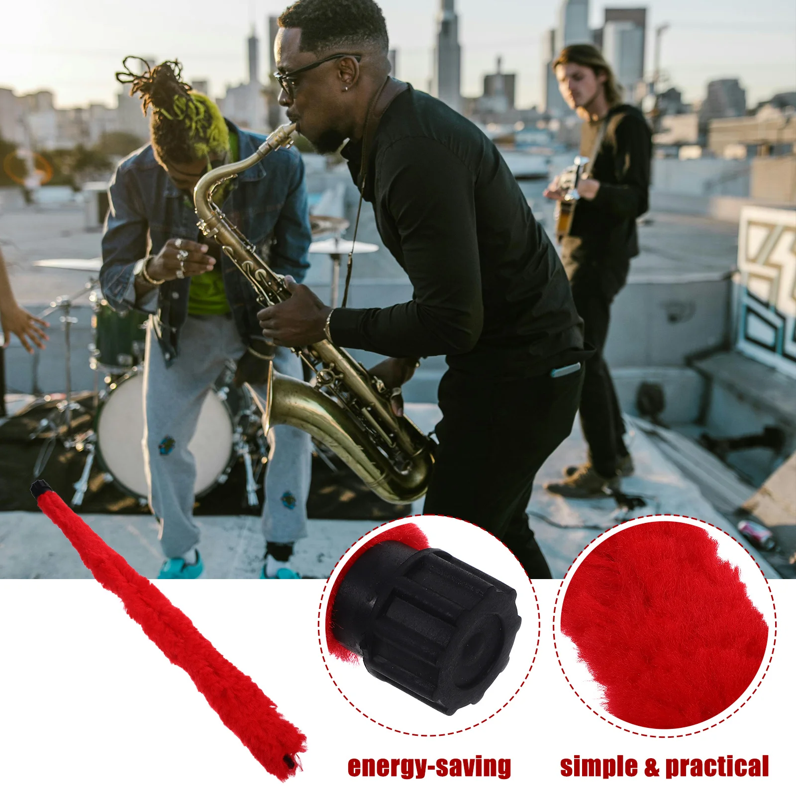 

Fiber Saxophone Cleaning Rod Stick Tool Brush Red Durable Essential Gear Tenor Saxophone Safe Storage Flute No Harm