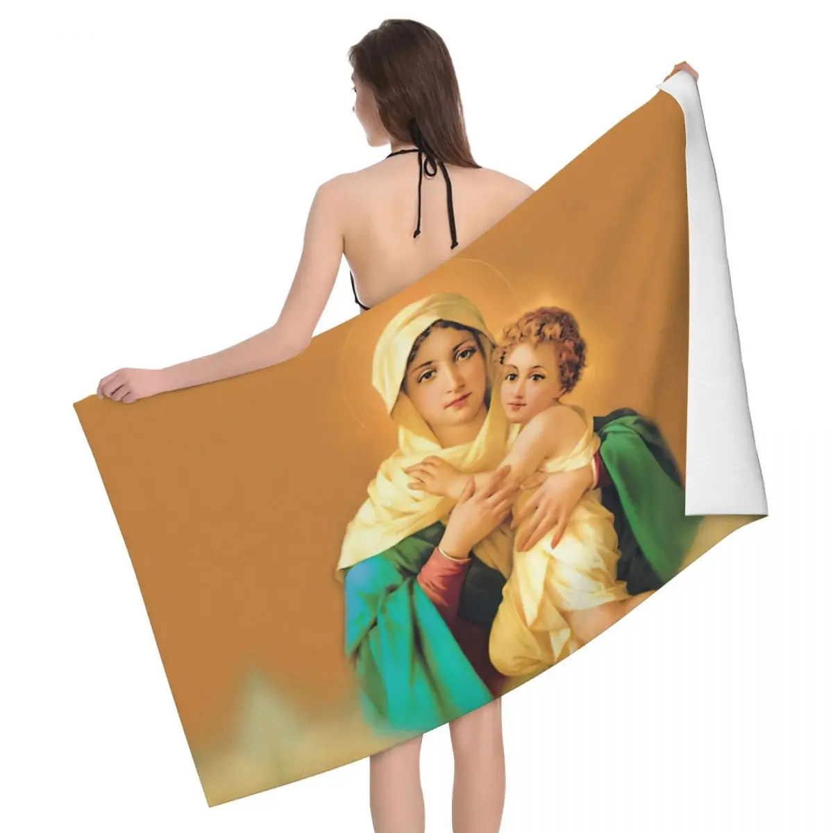 Custom Our Lady Of Schoenstatt Quick Dry Microfiber Beach Bath Towel Absorbent Virgin Mary Catholic Saint Sauna Bathroom Towels