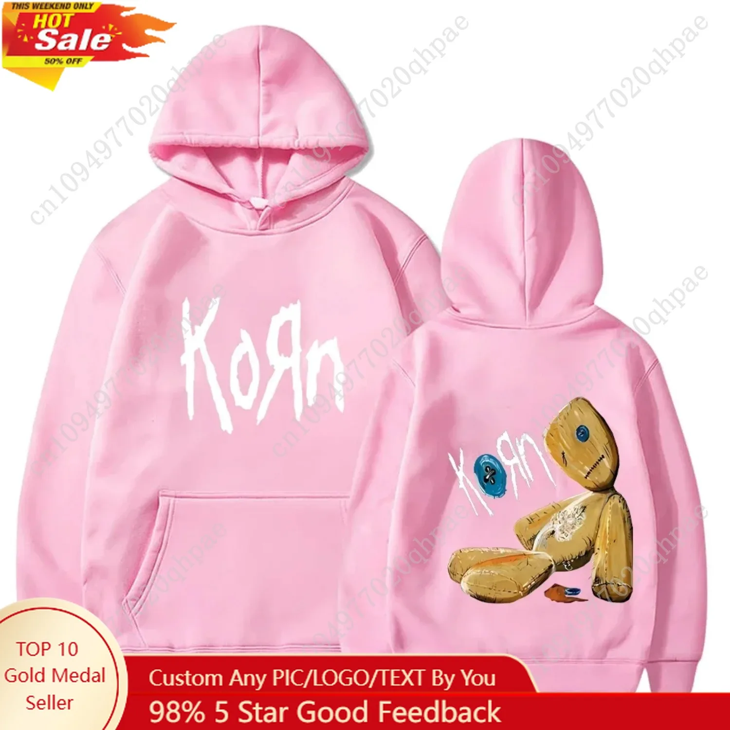 

Korn Rock Band Hoodies Spring Autumn Pullover Men's Fashion Printed Hooded Sweatshirt Loose Casual Daily Streetwear Sweater Tops