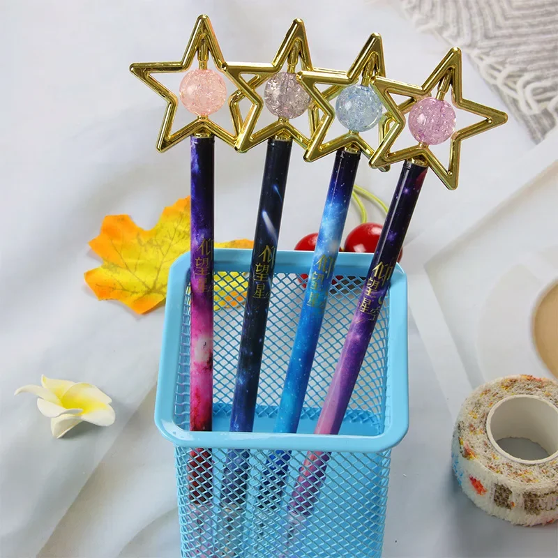 24Pcs high-value looking up at the stars gender-neutral pen, crystal five-pointed star cartoon styling pen, student stationery