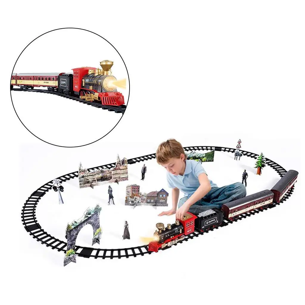 Christmas Train Mini Classic Electric Train Toy Set With LED Headlight And Realistic Sounds Rail Car Boys Girls Christmas gift