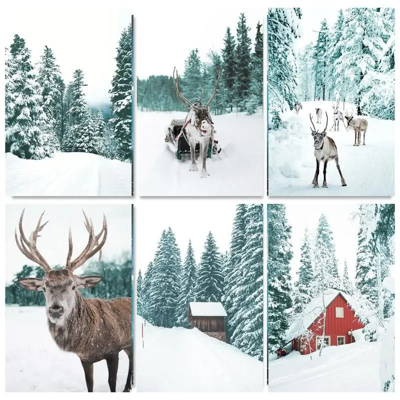 

PhotoCustom Winter Scenery Acrylic Painting By Numbers Paint Kit Hand Painting Paintings On Number DIY Crafts Decoration