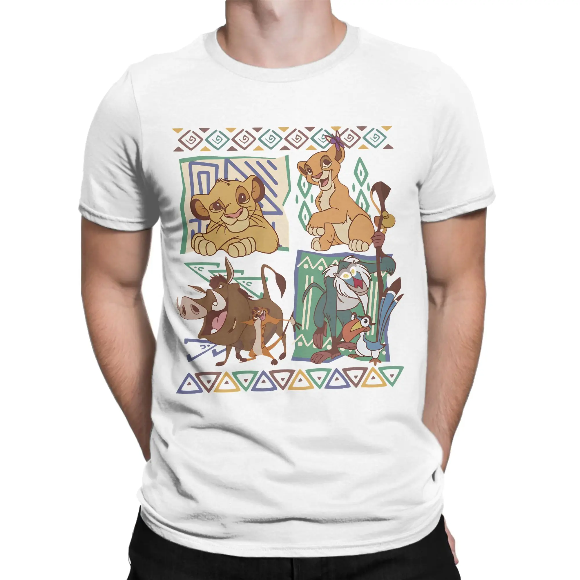 The Lion King Men's T Shirt  Humor Tees Short Sleeve O Neck T-Shirts Pure Cotton Plus Size Clothing