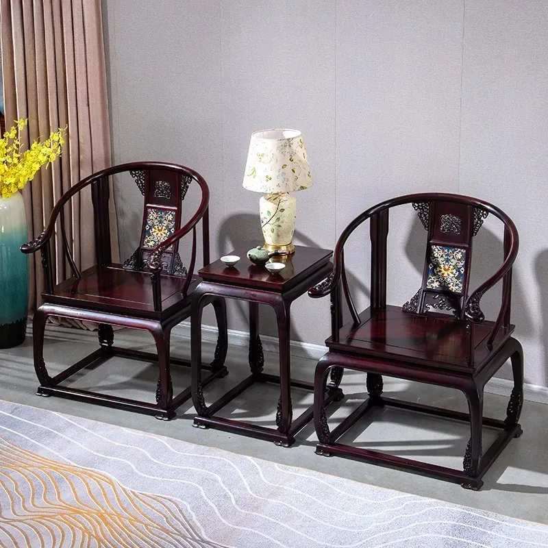 Single armchair Zambia mahogany furniture three-piece set new Chinese solid wood court chair antique Taishi chair sofa seat
