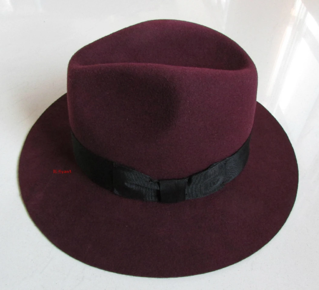 100% wool men\'s women\'s top hat fashion wide brim hat trend felt hat basin hat 7.5CM