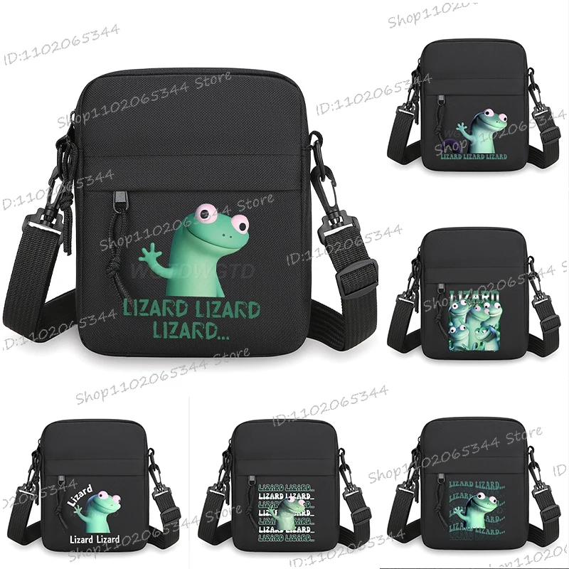 

Ящерица, ящерица, ящерица, мем, маленькая сумка через плечо для детей, 2025 г., забавный принт, женские и мужские холщовые сумки-тоут с животными, мини-сумка для мобильного телефона