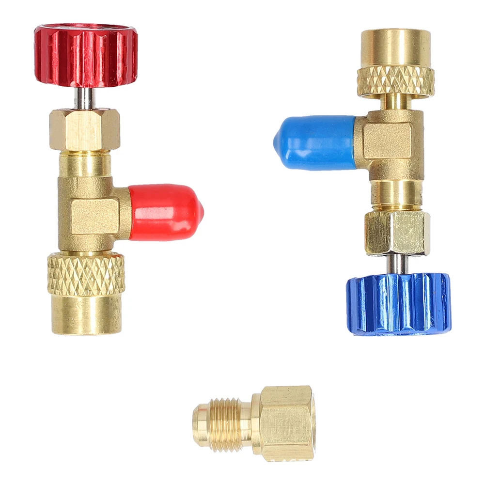 Air Conditioner Safety Valve Set R22 R410 Filling Valve Tool Copper  Safety Valves Set Adapter  5/16 SAE To 1/4 SAE Accessories