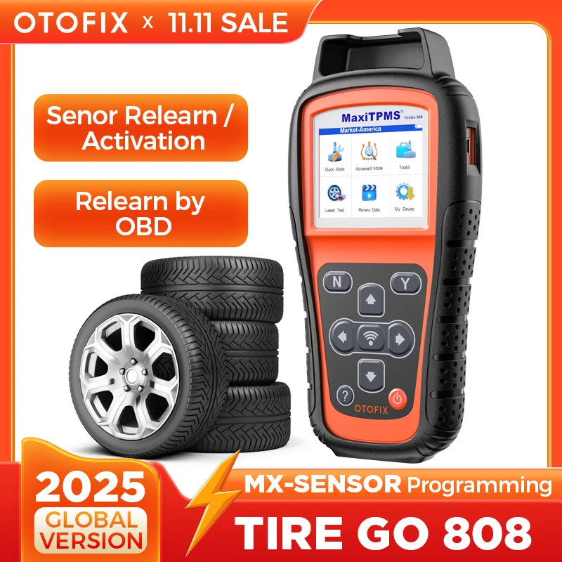 

OTOFIX TireGo 808 TPMS Programming Tool TPMS Relearn Tool Activate All Sensor Program MX-Sensor 315 433MHz Tire Pressure Monitor