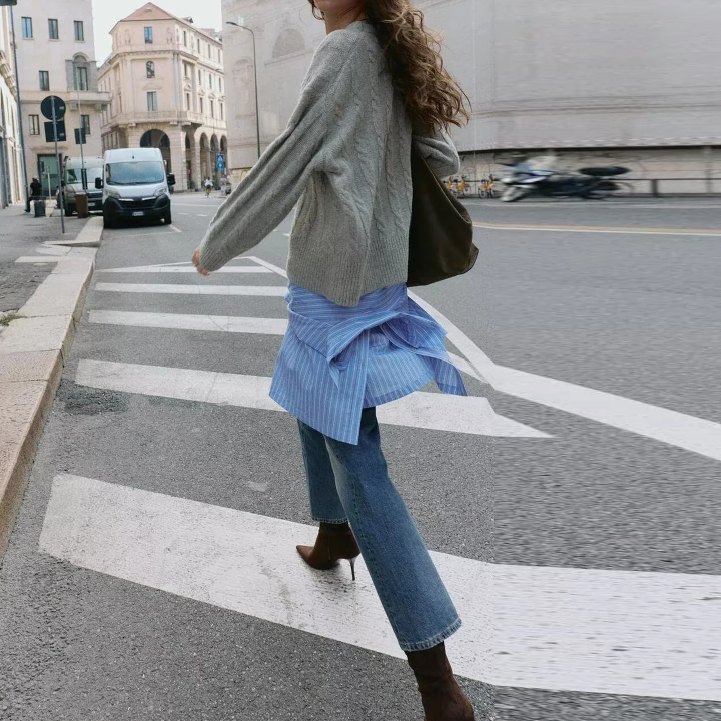 Z Damen Faion weicher Strickpullover mit Kabelmuster, lässig, SLE 2025, neuer Herbst, langer Sve, runder Ne-Pullover