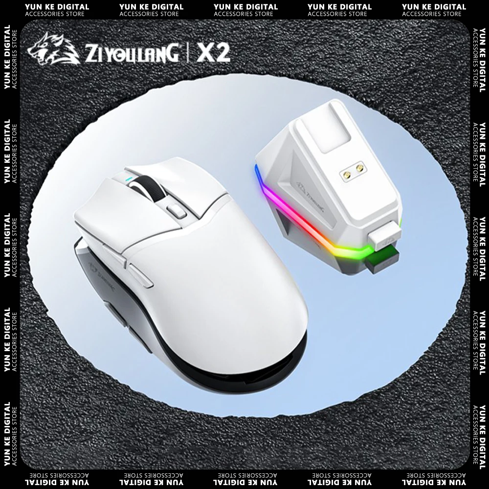 Ziyoulang X2 Wireless Mouse 3mode With Magnetic Charging Dock FPS Gaming Mouse Lightweight Rgb Customized Gamer Mouse Gifts