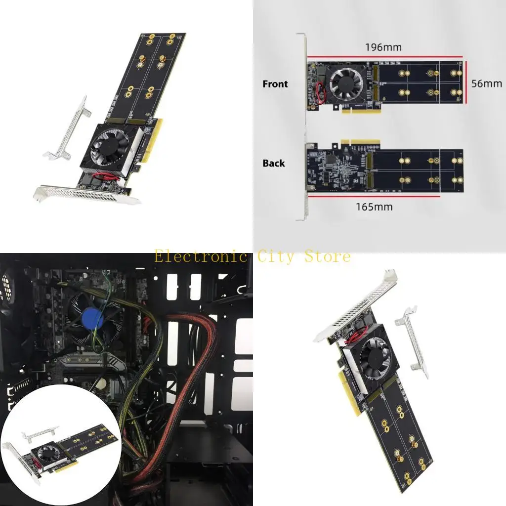

Четыре адаптеры NVME PCIe Двойной профиль кронштейны 40 мм активный вентилятор 16000 МБ/с Теоретическая скорость HU8D