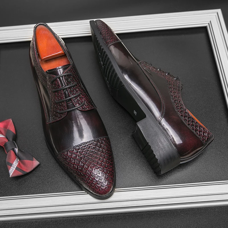 Size 38-48 Men Fashion Derby Shoes Men Lace-up Business Office High-end Shoes Men Gentleman Banquet Wedding Dress Shoes Men