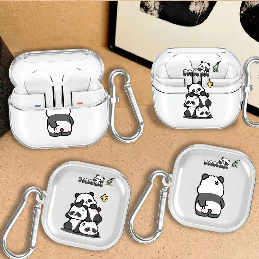 Case For Samsung Galaxy Buds 3Pro 2 Live 4 Pro 4Pro 3 FE Clear Earphone Cases Cover Cartoon Cute Panda