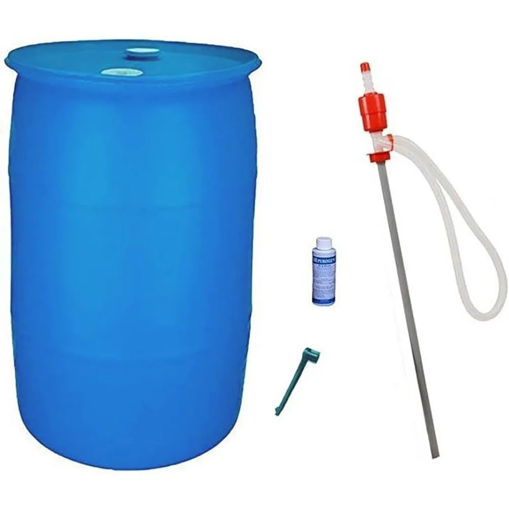 

55 Gallon Emergency Water Barrel Storage Combo Pack: with Barrel, Siphon
