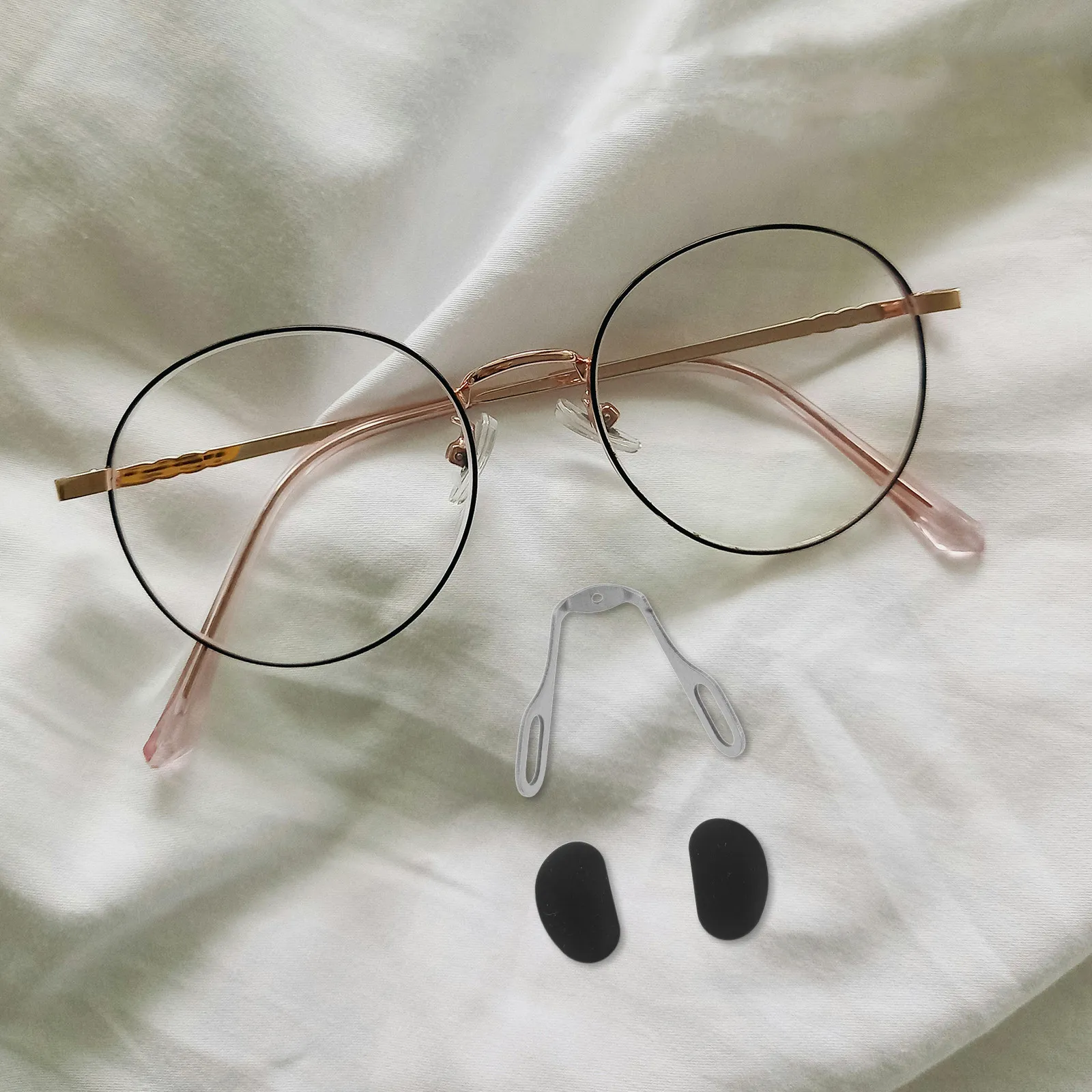 4Pcs Integrated Eyeglasses Nose Pads Metal Replacement Nose Bridge Push in Screw in Glasses Bridge Grip Anti Slip Comfort