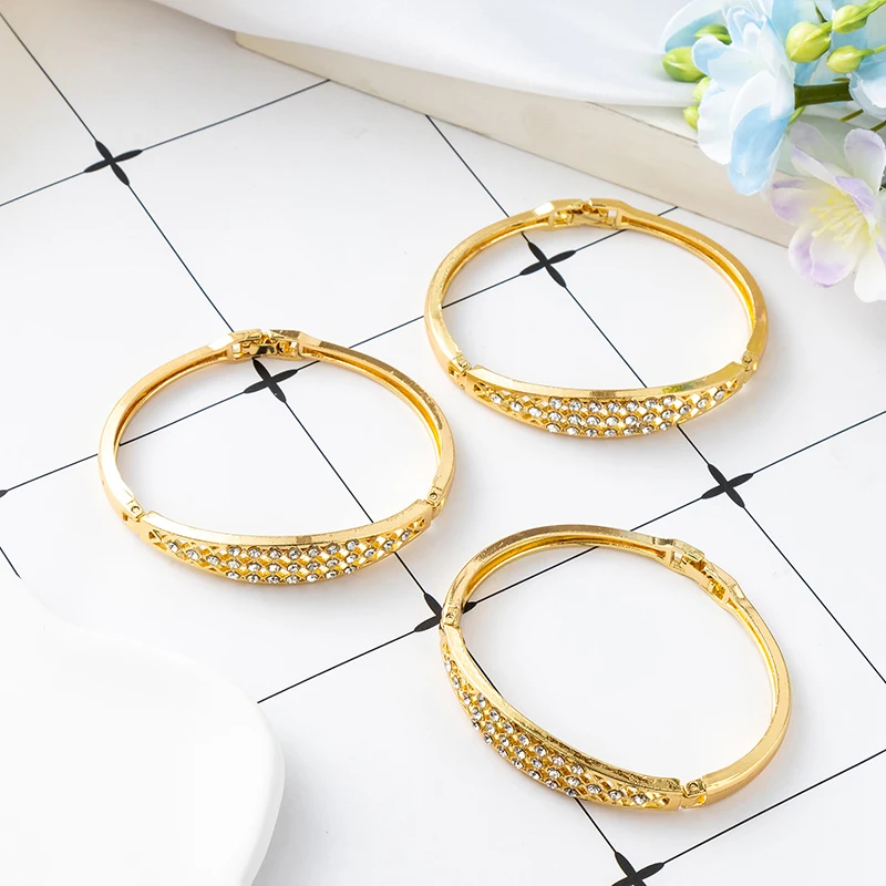 3 Pieces of Golden Bride Wrist Ornaments. Carved Patterns with Opening Design. Moroccan Vintage Wrist Ornaments. Women's Accesso
