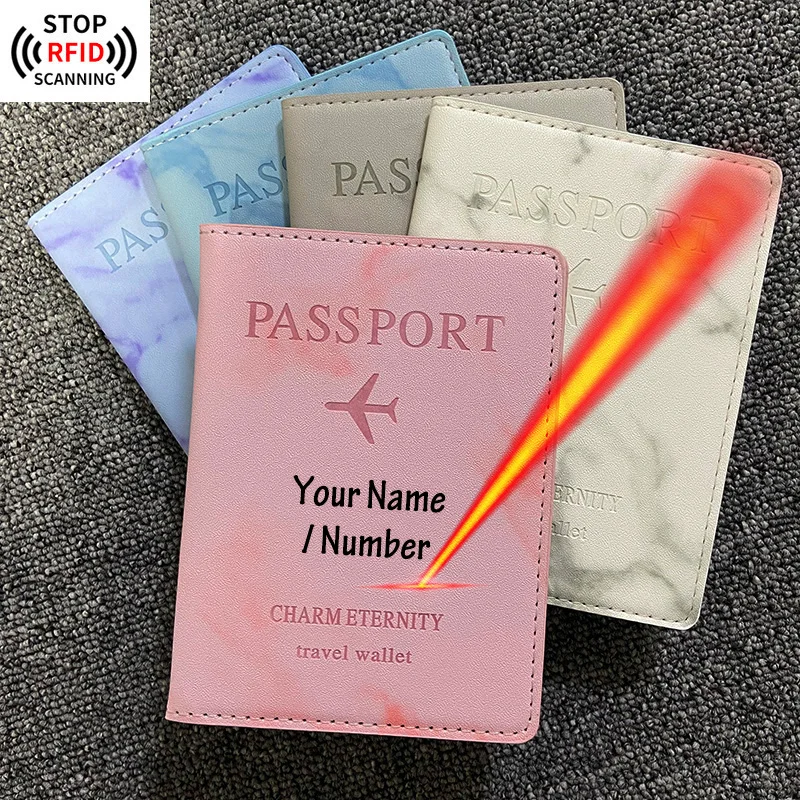 

RFID Customize Names Passport Cover Travel Wallet Functional Document Business Personalized Passport Holder Case Document Holder