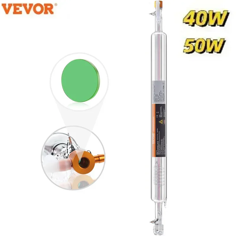 VEVOR CO2 Laser Tube 40W 50W Powerful 720mm to 850mm Length Glass 50mm Dia for Engraver Cutting Machine Glass Laser Cutting Tube