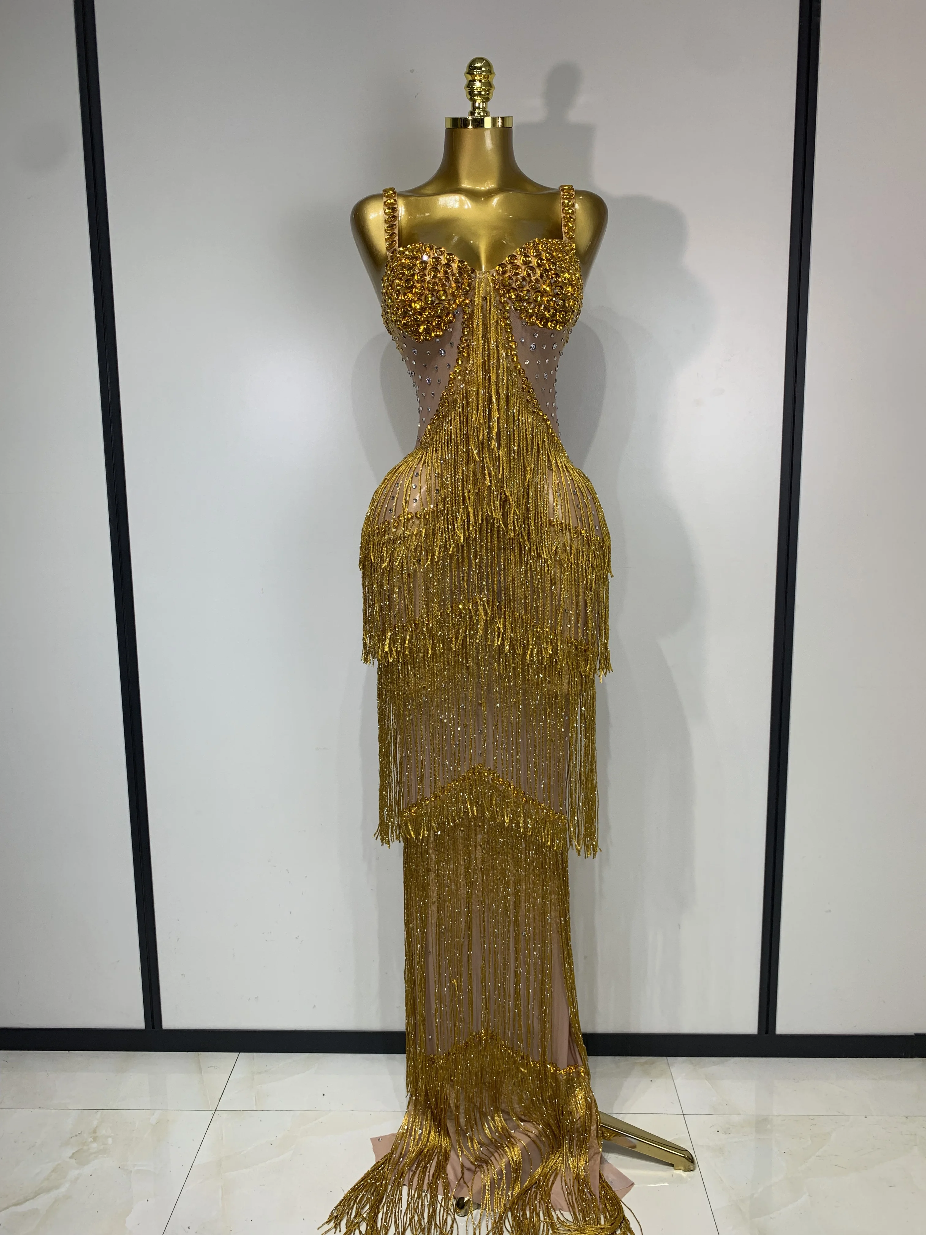 shining dress for party Shining Rhinestones Bodycon Long Dress Women Sexy Transparent Elagant  Evening Party Birthday Prom Dress Photo Shoot Outfit