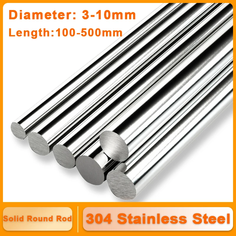 1pcs 100-500mm 3-6.5mm Diameter Linear Shaft 304 Stainless Steel Rod Solid Round Rod Bar Stock for DIY Craft Lathe Tool Model