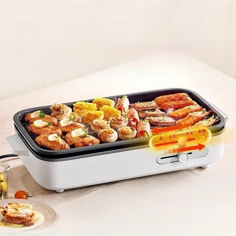 

Household electric grill pan all in one for grilling meat/fish low-smoke indoor use detachable suitable for outdoor cooking