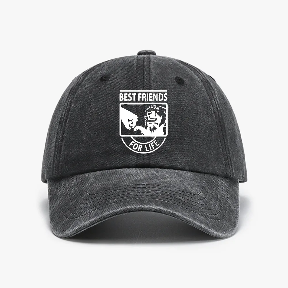 

Funny Best Friends For Life Australian Shepherd Dog Baseball Cap Vintage Distressed Denim Washed Men Outdoor Golf hats