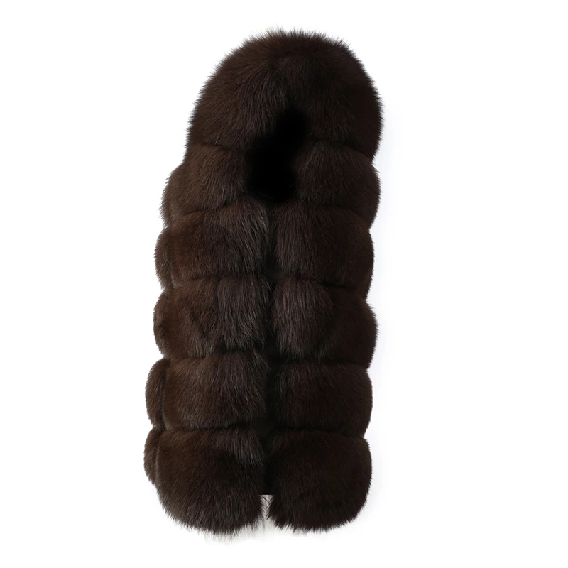 Abrigo de longitud media de piel de zorro Real Natural para mujer, chaqueta cálida de invierno, chaleco de lujo, peludo, talla grande, Color sólido,