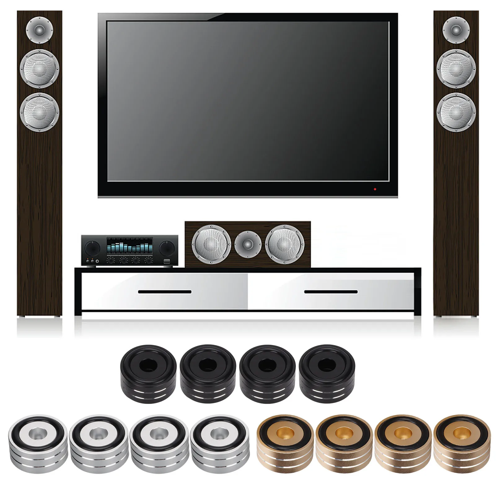 40x20mm Speaker Spikes  CNC Machining Shockproof Speaker Cone Base Pads for Speaker for Recorder for DVD Player view 3