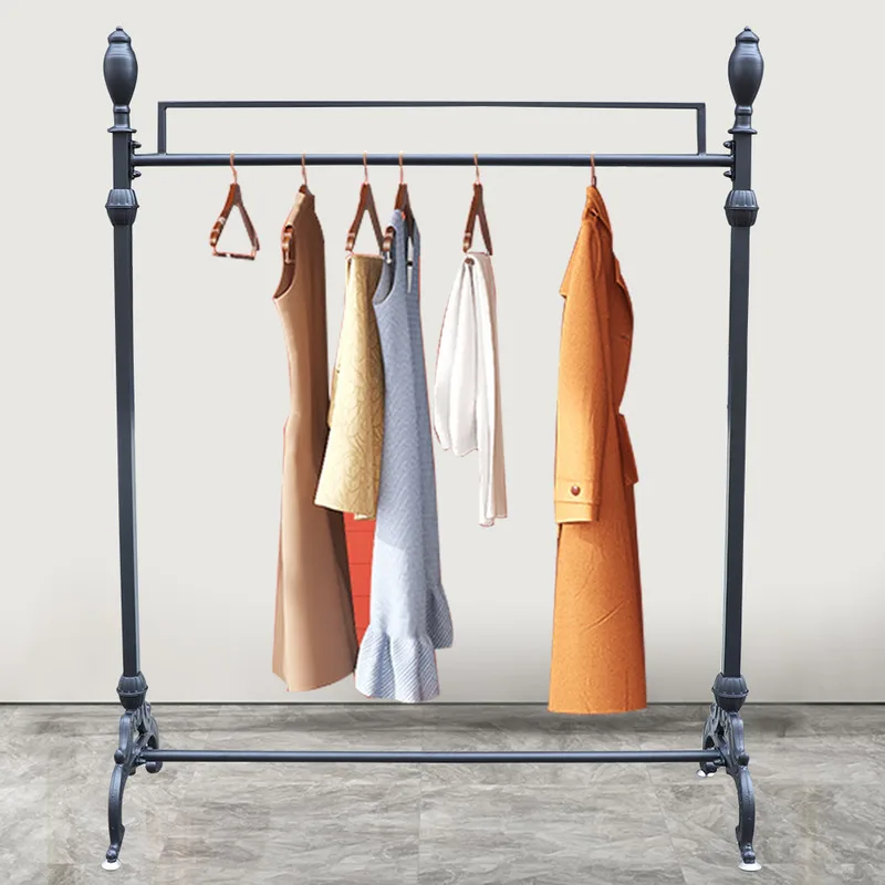 

Clothing Rack Decorative Metal Display Hanger Floor Stand Black College Dorm Essentials Bedroom Organizer