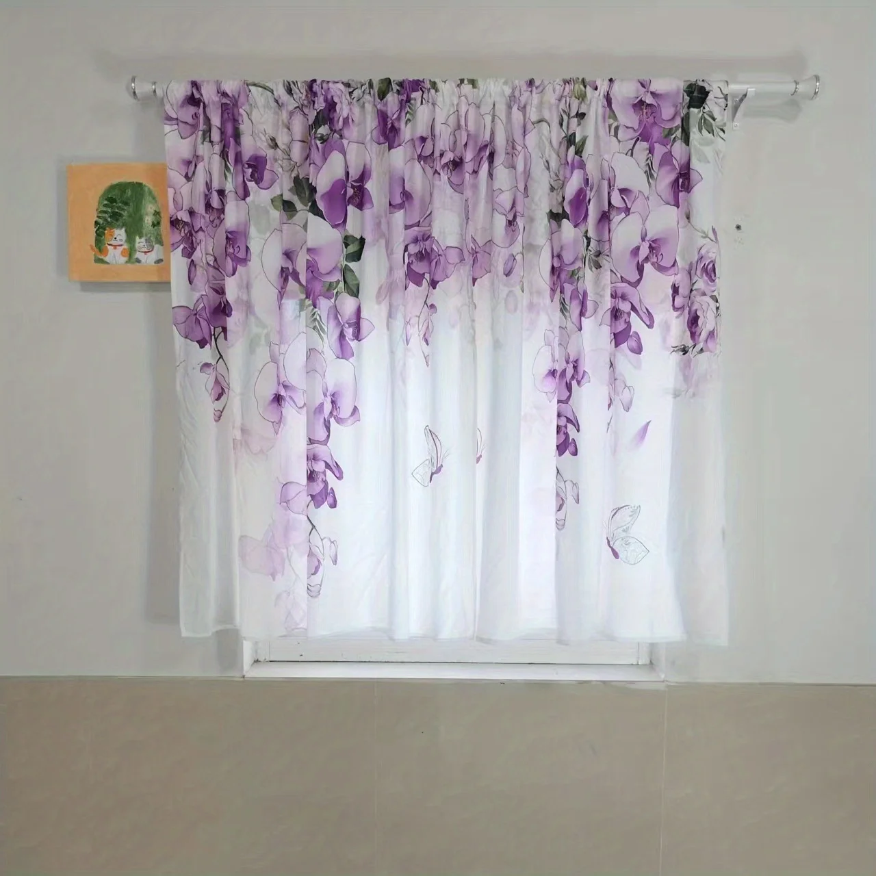 2pcs Elegant Vine Print Yarn Curtain for Bedroom, Office, Kitchen, Living Room Enhance Your Space with Natural Beauty Home Decor