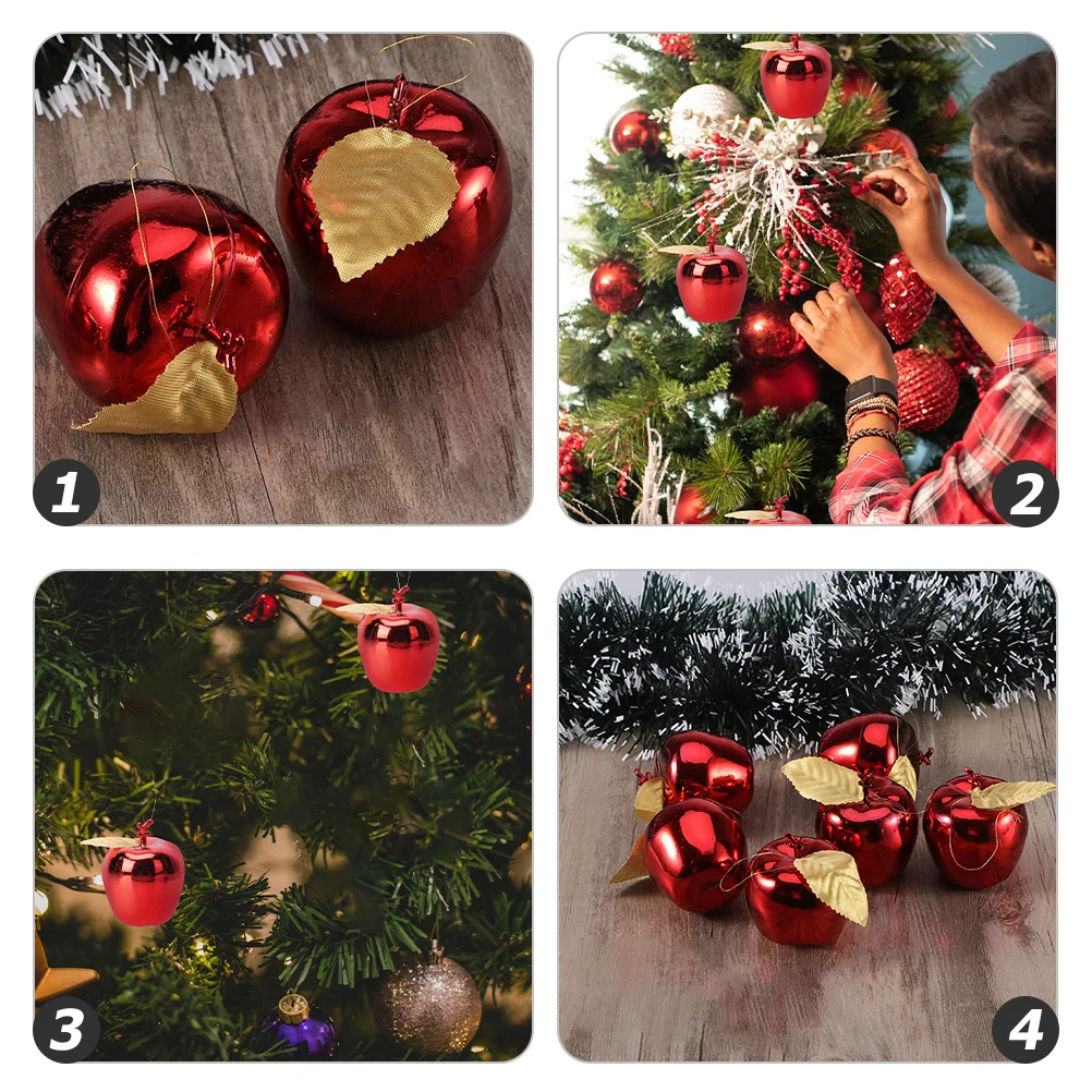 

12pcs Christmas Apple Hanging Decor Xmas Tree Pendant Ornament For Home Festival Party Garden Courtyard Decoration Cloth Hanging