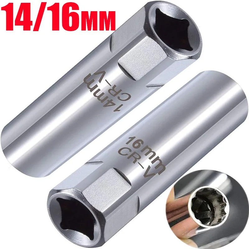 Car Spark Plug Socket Universal Magnetic Spark Plug Wrench Spark Plug Removal Auto Repair Tool Practical Accessories 14mm/16mm