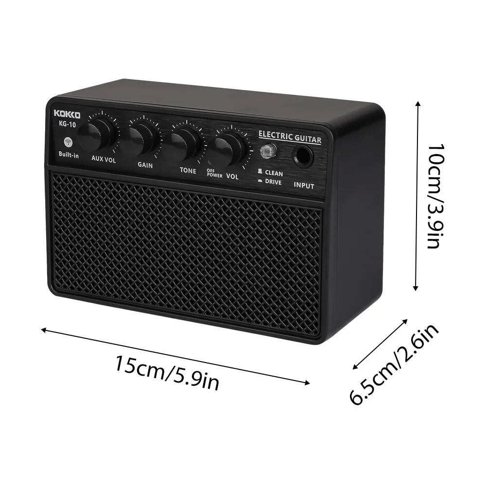 KOKKO 10W Small Electric Guitar Amp Mini Portable Guitar Practice Speaker for Daily Practice Street Performances Rechargeable