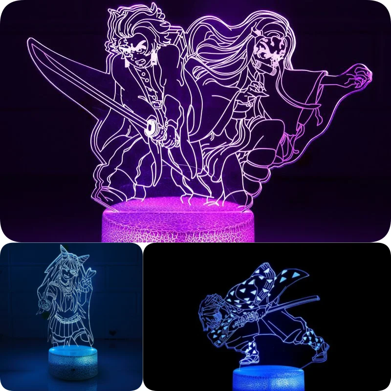 

New Demon Slaye Tanjiro Kamado Nezuko Bedside Lamp High Color Value Cartoon Print Student Dormitory Cute Atmosphere Night Light