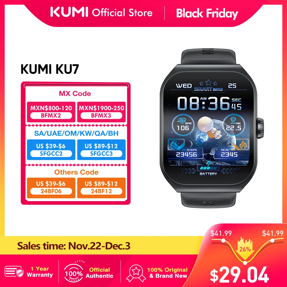 KUMI KU7 Smartwatches 1,96\