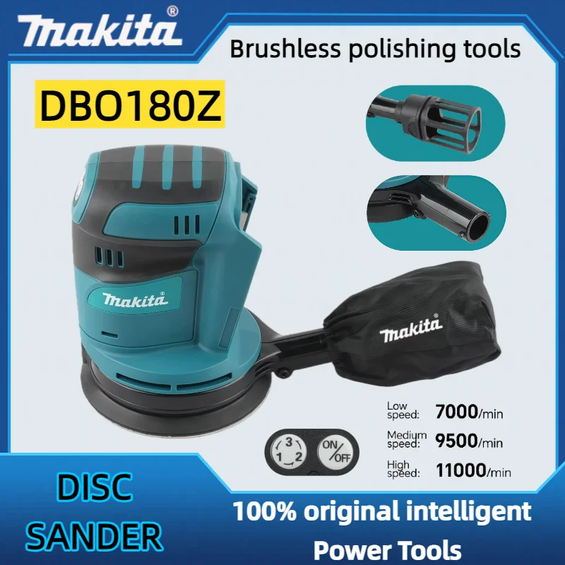 

Makita DBO180Z 18V Lithium Ion Brushless Rechargeable Disc Random Orbital Sander Woodworking Sanding Putty Polishing Bare Tool