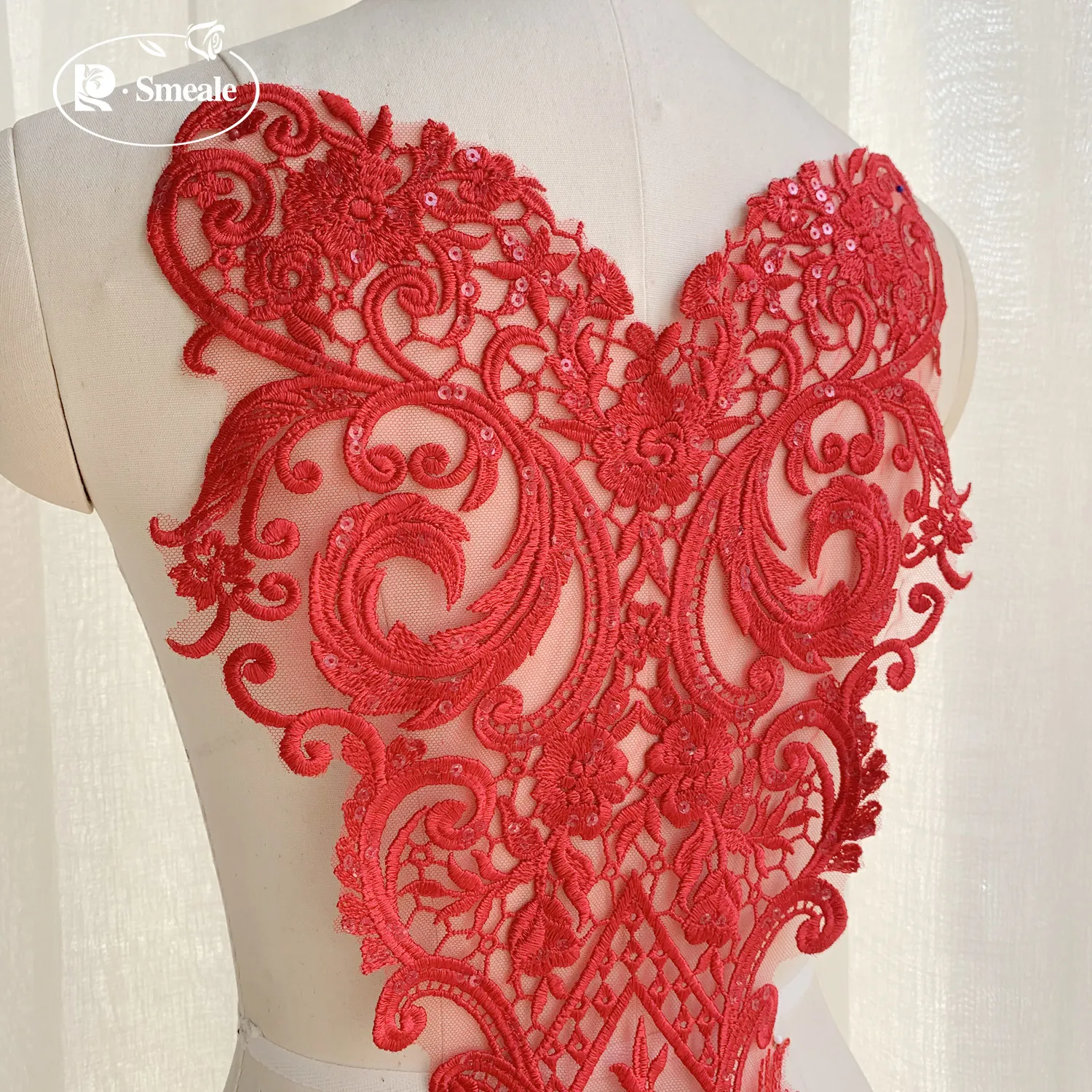 

Artificial Silk Sequin Lace Applique Wedding Bridal Gown Accessories Center Flower Home Textile Accessories