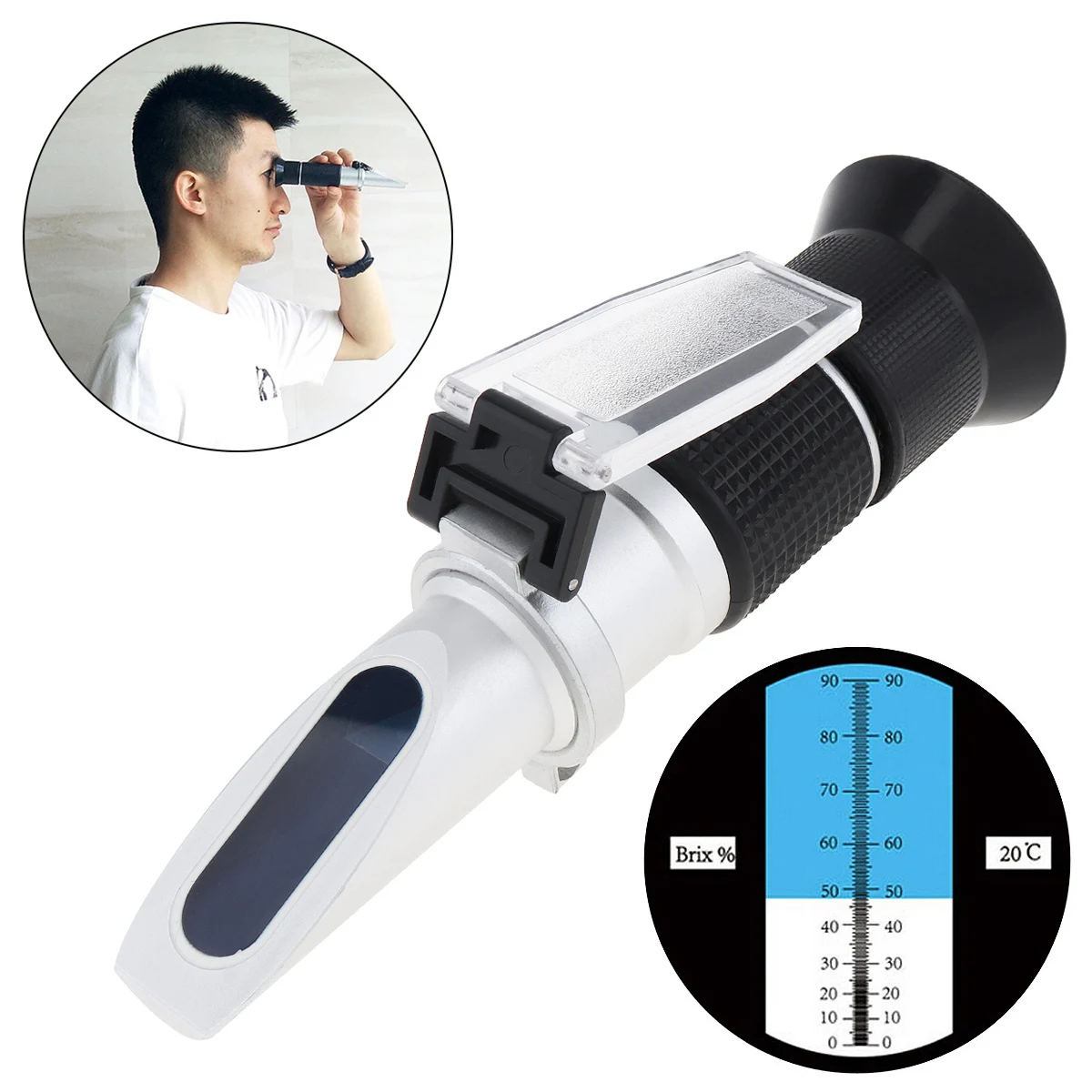 

Handheld 2 In 1 0-90% Brix Refractometer Alcohol Sugar Beer Wine Fruit Tester Meter Concentration Detect Saccharimeter