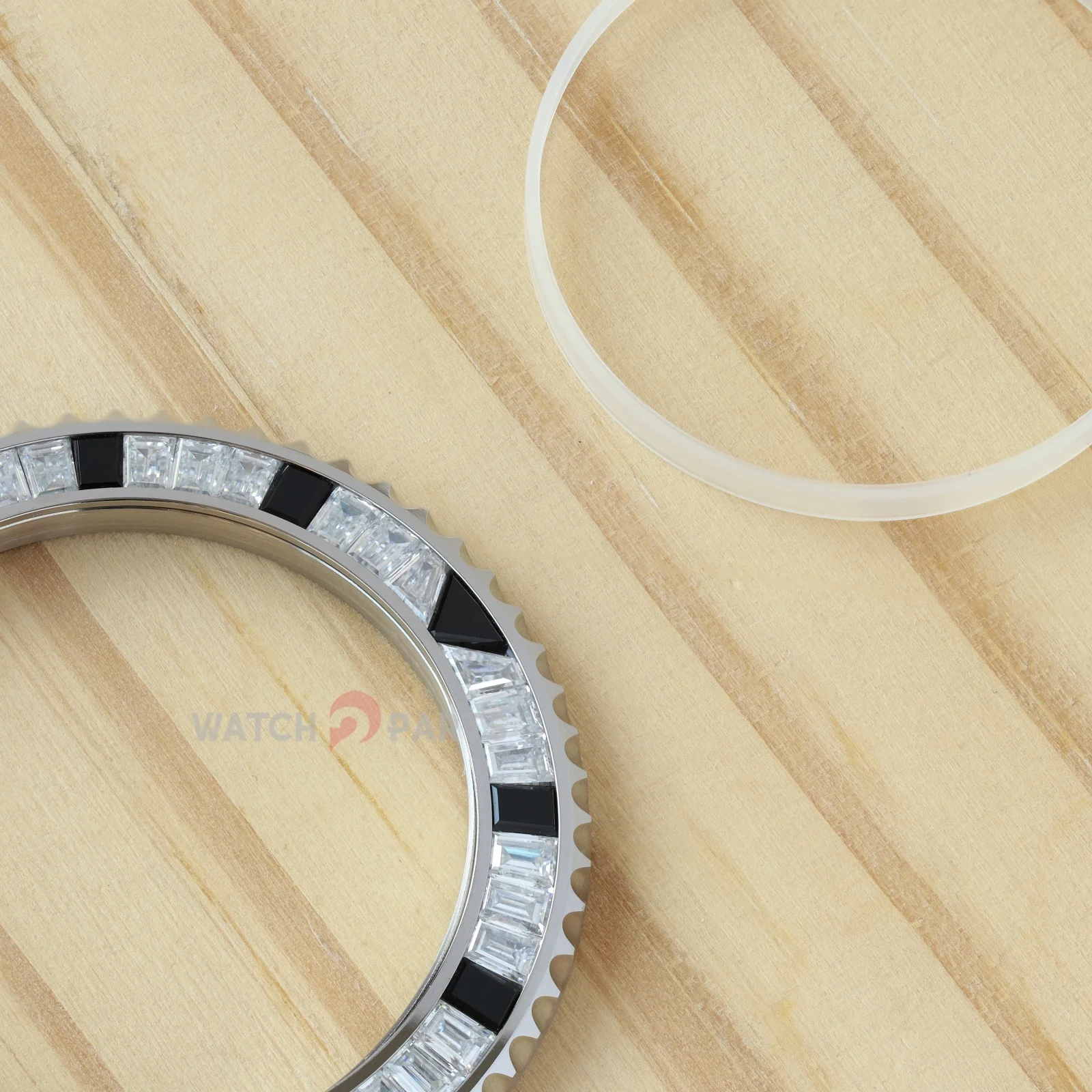 Synthetic Moissanite Diamond & Black Onyx Watch Bezel for Rolex Submariner 40/41mm Watch Gemstone Bezel