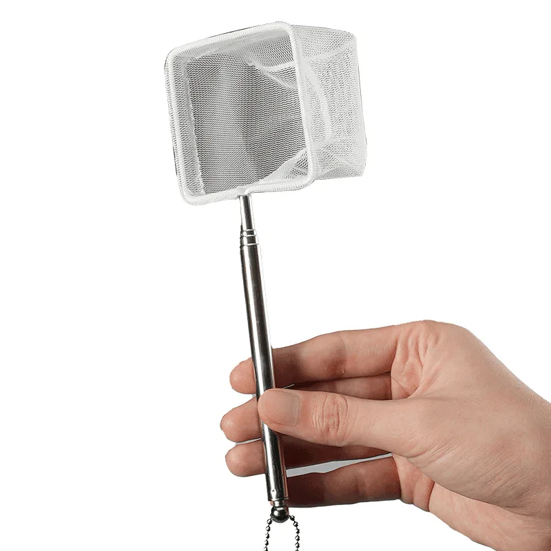 شبكة صيد دقيقة من الفولاذ المقاوم للصدأ - حوض سمك متين قابل للسحب ومتين لالتقاط ملحقات الأسماك الصغيرة