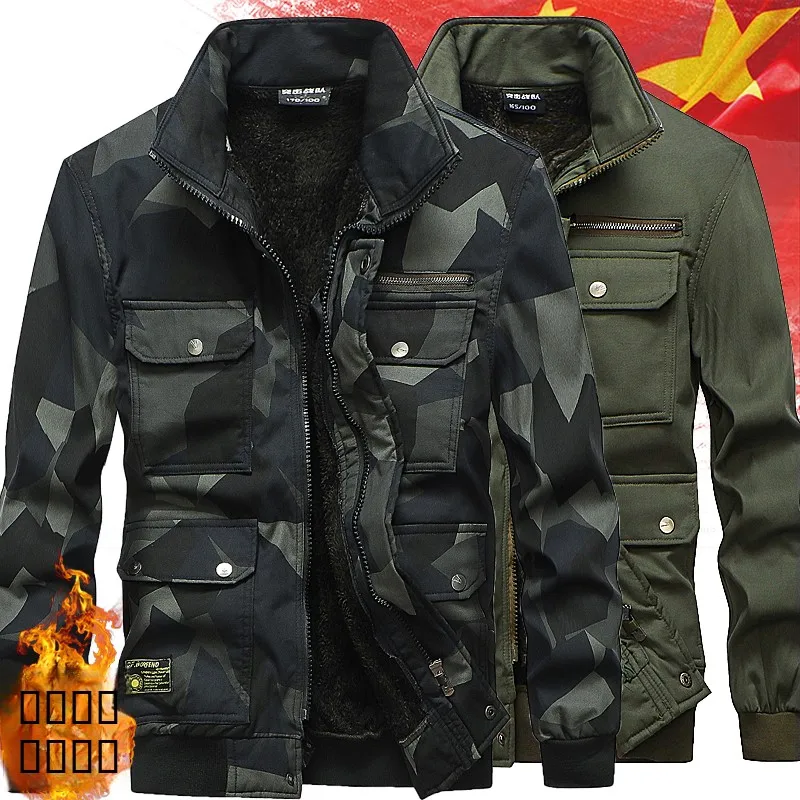 

Мужская камуфляжная куртка с флисовой подкладкой, хлопковая рабочая одежда, верхняя одежда, цельная, зимняя/осенняя, для стройплощадки, модная, городская