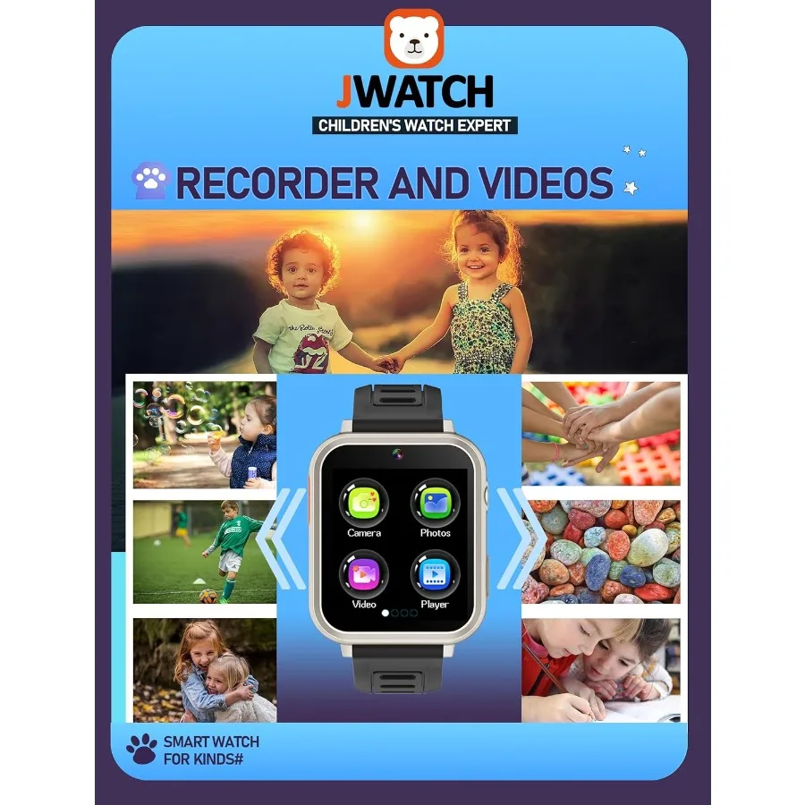 Smart Watch per ragazzi e ragazze 612 con contapassi audio libro fotocamera lettore musicale regalo compleanno Natale cornice argento nera