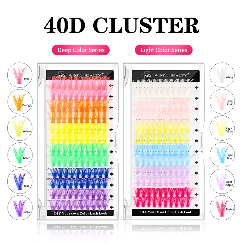 

12 Color Mixed DIY Colorful Cluster Eyelashes 120pcs Super Fulffy Soft Lashs 40D Cosplay False Eyelashes 14mm/16mm