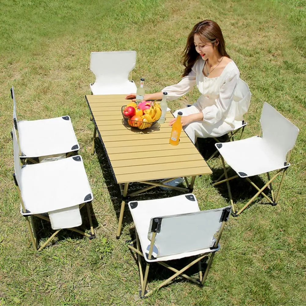 

3Pcs/Set Folding Camping Table Chair Set Nature Hike Table Ultralight Portable Stainless Steel Outdoor Tableware Glamping