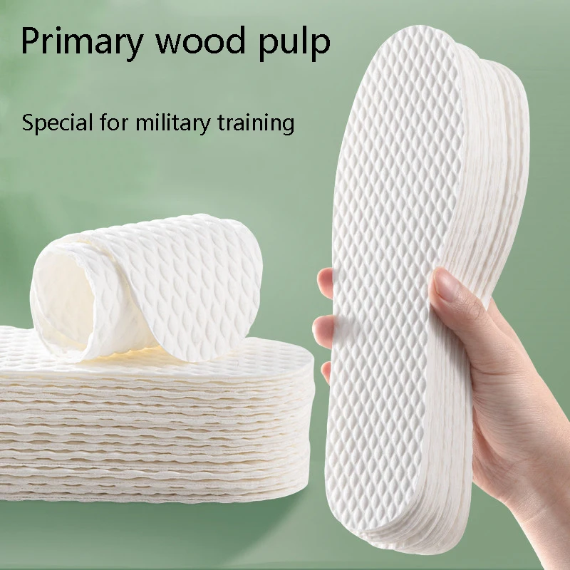 10 pairs of insole Disposable wood pulp insole absorbent sweat, deodorant, breathable military training for men and women